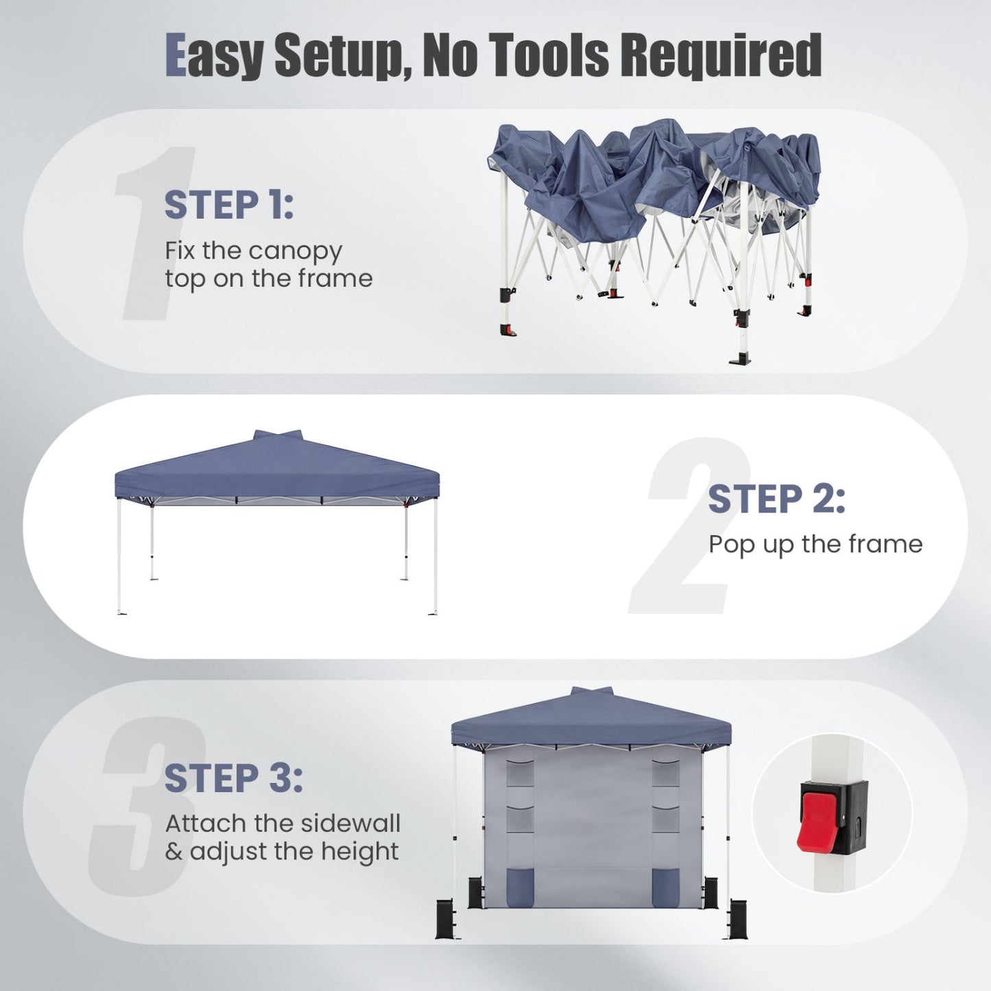 10x10 FT Pop Up Canopy Tent With Sidewall, 6 Pockets, Gray Canopies at Gallery Canada