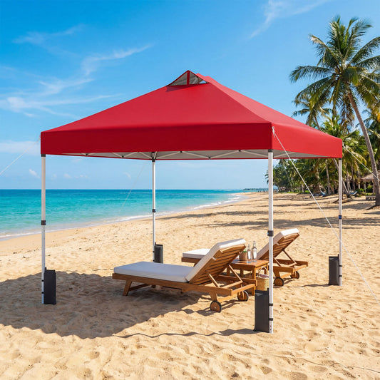 10 x 10 Feet Outdoor Commercial Pop Up Canopy Tent, Red Canopies Red at Gallery Canada