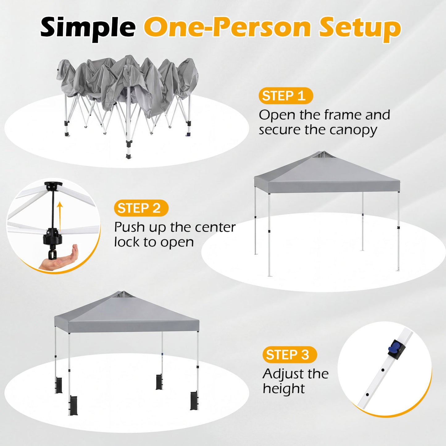 10x10 Feet Outdoor Commercial Pop Up Canopy Tent, Gray Canopies at Gallery Canada