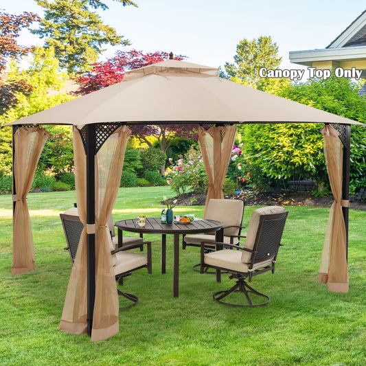 10 x 12 Feet Gazebo Replacement Top, Air Vent, Drainage Holes, Beige Gazebos Beige at Gallery Canada