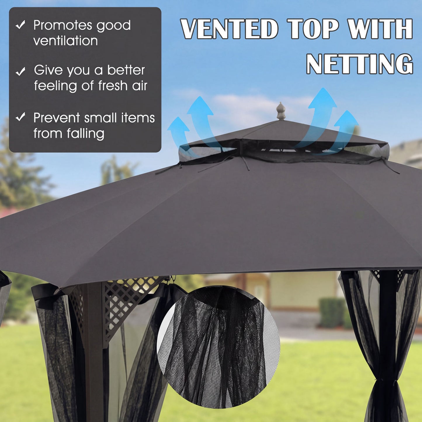 10 X 12 Ft Gazebo Replacement Top, Gray