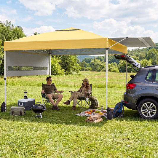 10 x 17 Feet Pop Up Canopy Tent, Dual Adjustable Awnings, Yellow Tents Yellow at Gallery Canada