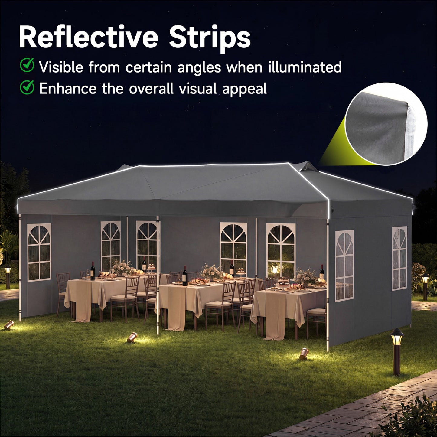 10 x 20 FT Pop Up Canopy Tent With 6 Sidewalls, Gray