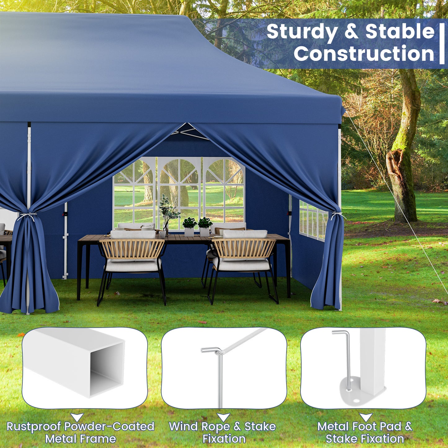 10 x 20 FT Pop Up Canopy With 6 Sidewalls, Windows, Carrying Bag, Blue Canopies at Gallery Canada