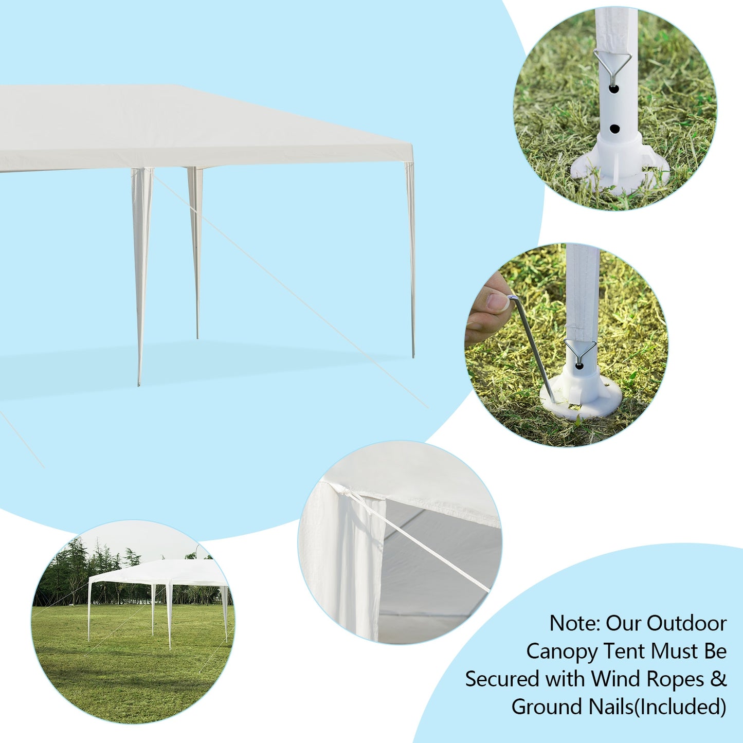 10 x 30 Feet Gazebo Canopy Tent, With Stakes And Ropes, White Canopies at Gallery Canada