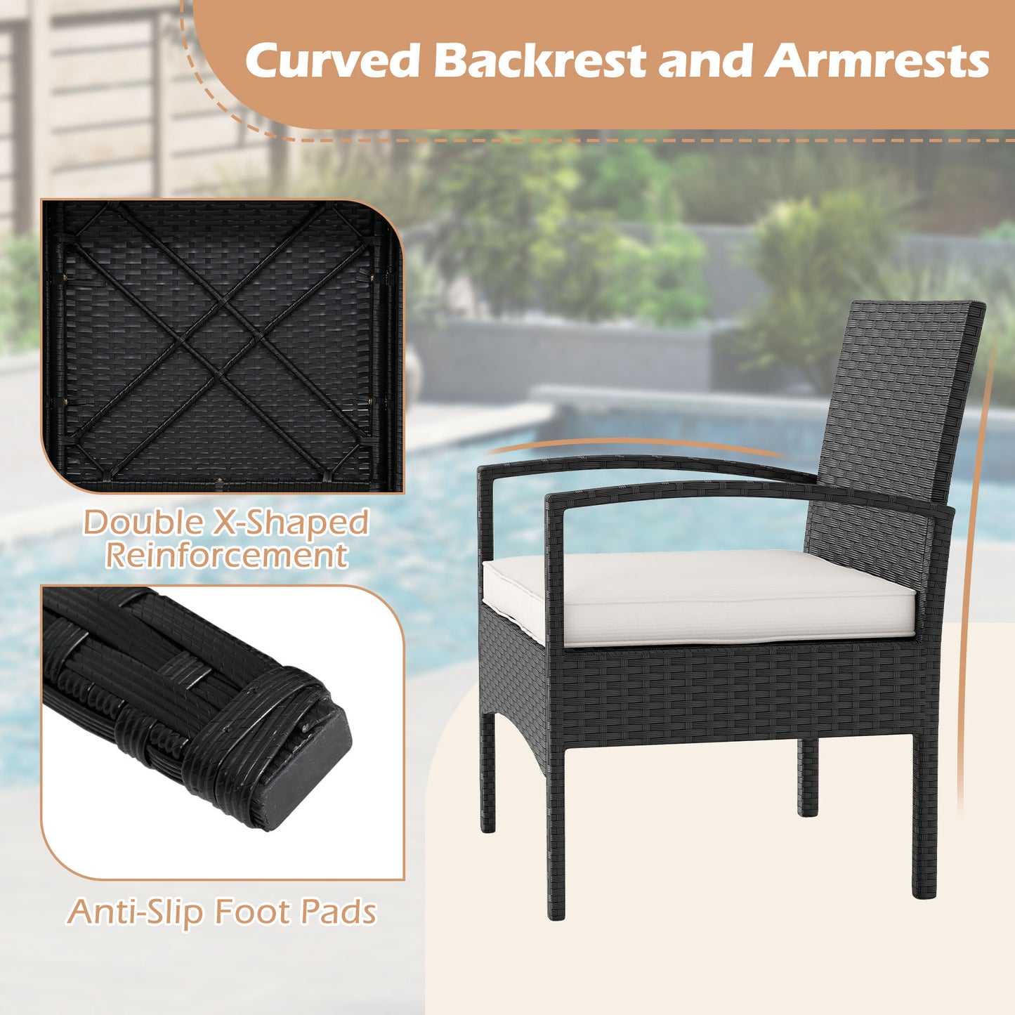 3-Piece Patio Furniture Set, Rattan Bistro Chairs With Table, Beige Patio Conversation Sets at Gallery Canada