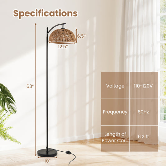 Arc Floor Lamp, 63 Inches Tall, Hanging Lampshade, Black Table & Floor Lamps Black at Gallery Canada