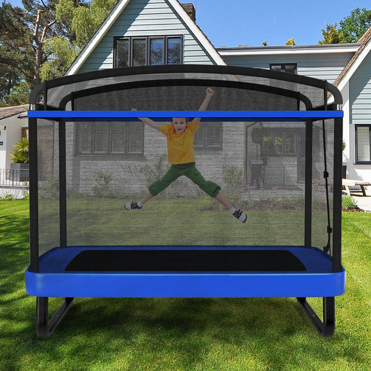 6 FT Kids Trampoline with Swing and Horizontal Bar Small Rectangle Trampoline, Blue Trampolines Blue at Gallery Canada
