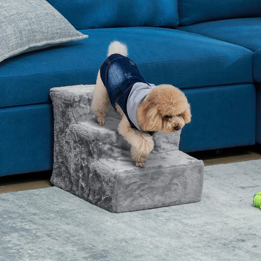 3-Step Dog Ramp for Sofa, Bed, Couch, Removable Cover, Light Grey Dog Stairs Light Grey at Gallery Canada