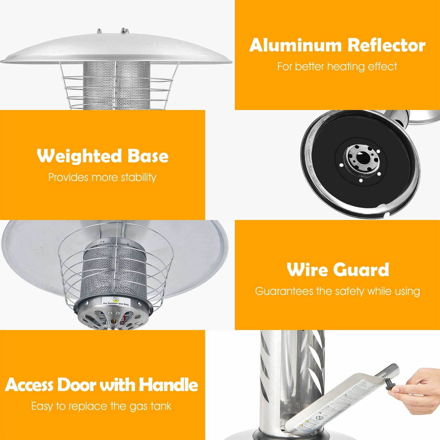 11,000 BTU Portable Tabletop Patio Propane Heater, Silver Patio Heaters at Gallery Canada