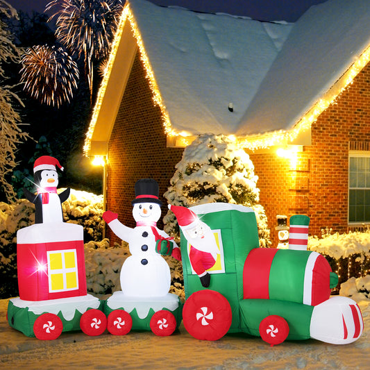 11.5 FT Christmas Inflatable Train, Santa Claus Driving, Multicolor Christmas Inflatables Multicolor at Gallery Canada