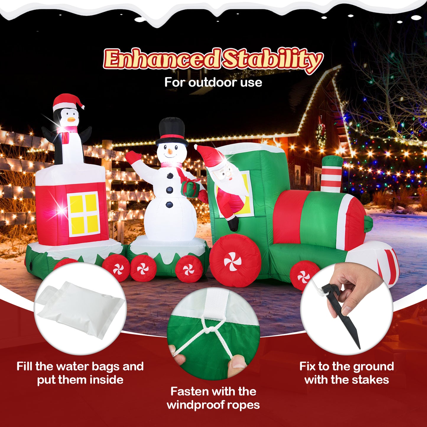 11.5 FT Christmas Inflatable Train, Santa Claus Driving, Multicolor Christmas Inflatables at Gallery Canada