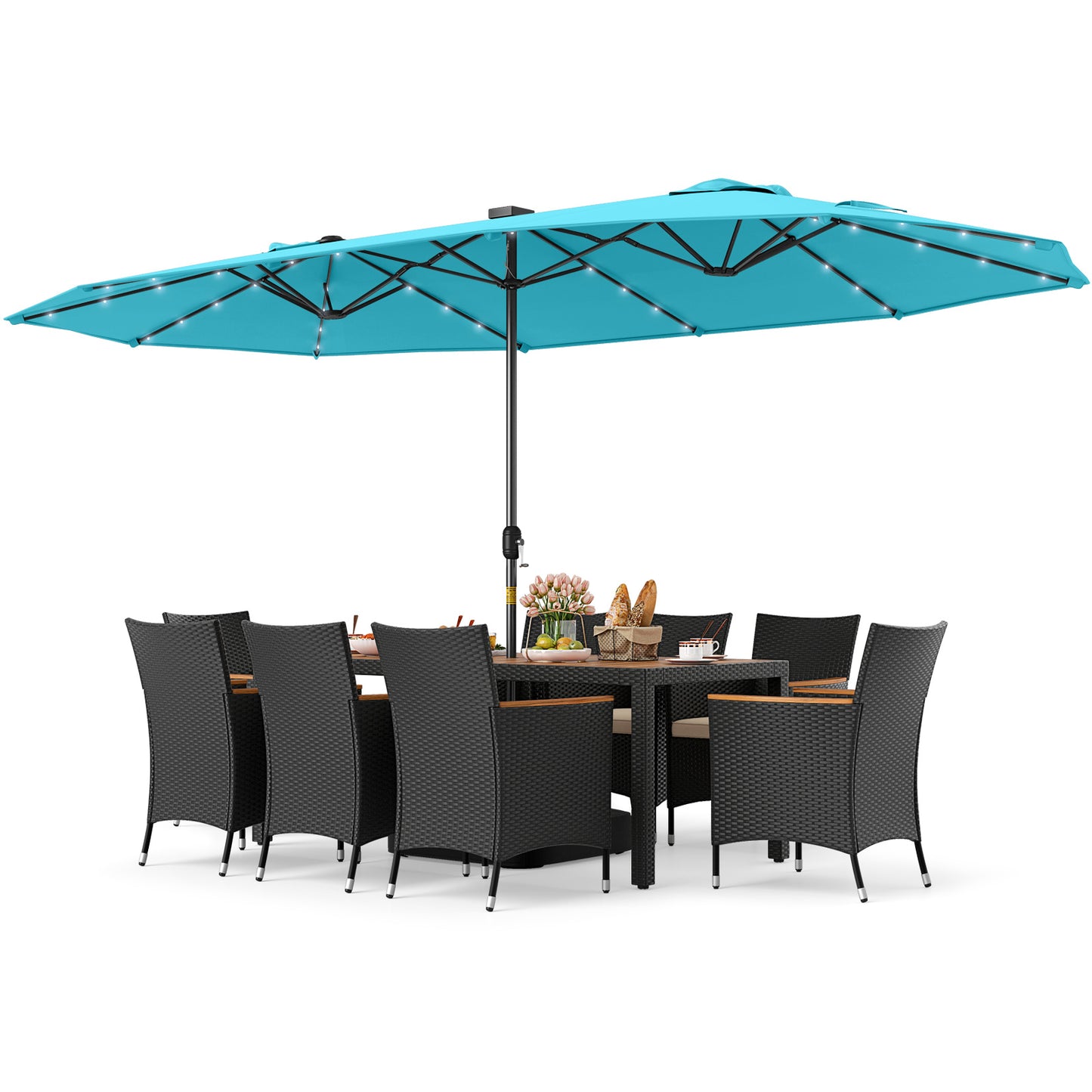 11 Piece Patio Dining Set, Beige, Turquoise Patio Dining Sets at Gallery Canada