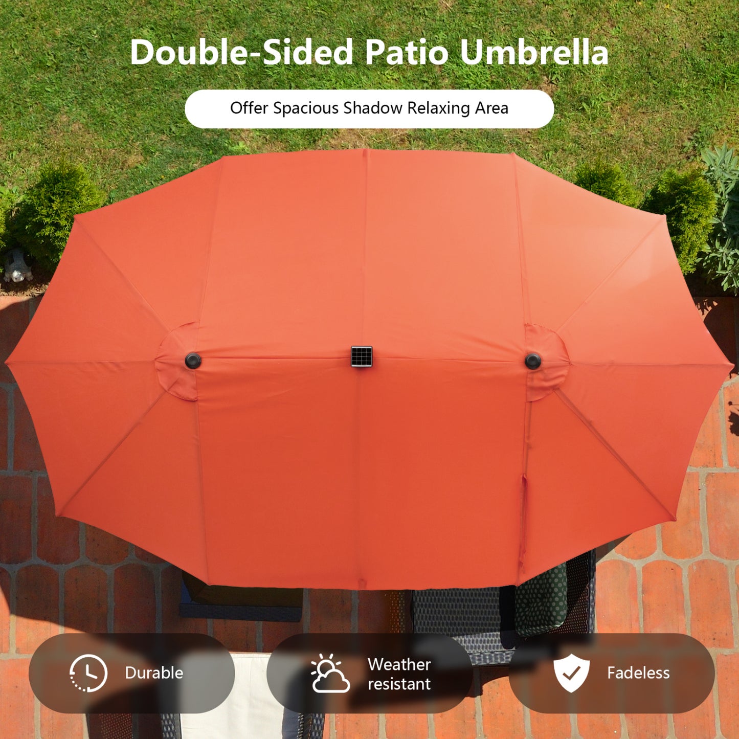 11 Piece Patio Dining Set, LED Umbrella With Base, Seat Cushions, Orange Beige Patio Dining Sets at Gallery Canada