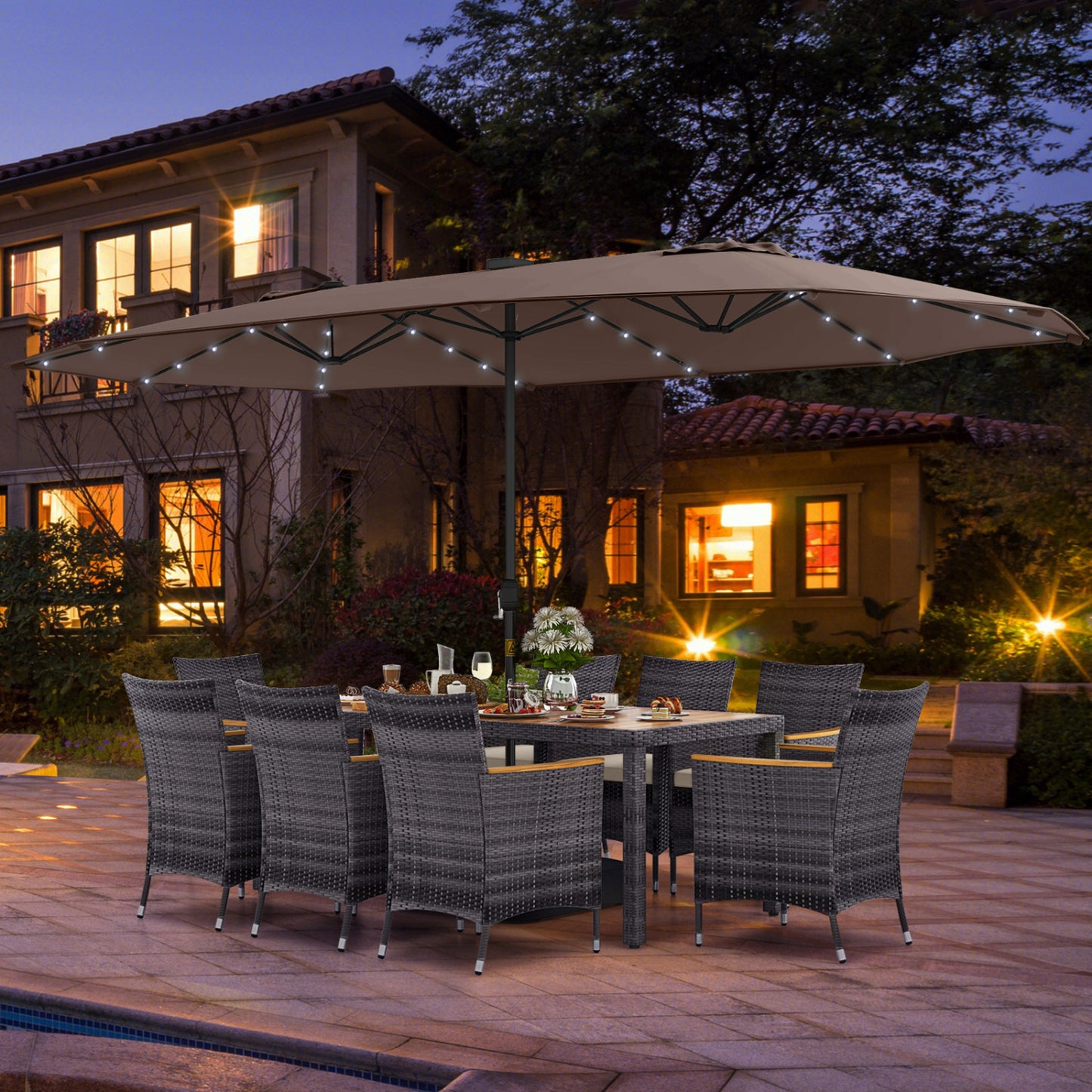 Patio Dining Set, 11 Pieces, 15 Feet, Tan Patio Dining Sets at Gallery Canada