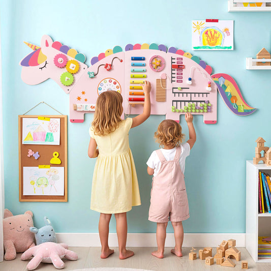 11-in-1 Dinosaur Busy Board, Toddler Activity Wall Panel, Pink Learning Toys Pink at Gallery Canada