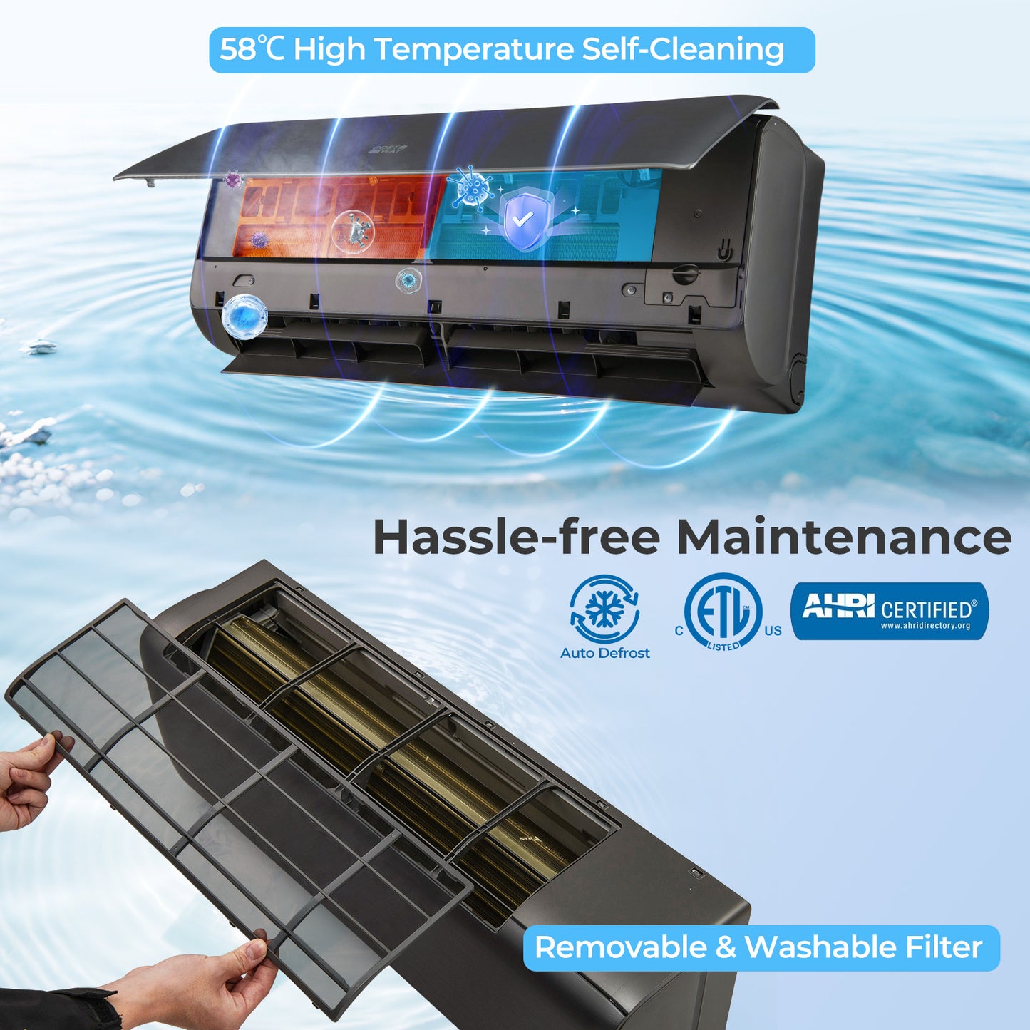 12000 BTU 22 SEER2 115V WiFi Enabled Mini Split AC Compatible with Alexa Gray, Gray Mini Split Air Conditioners at Gallery Canada