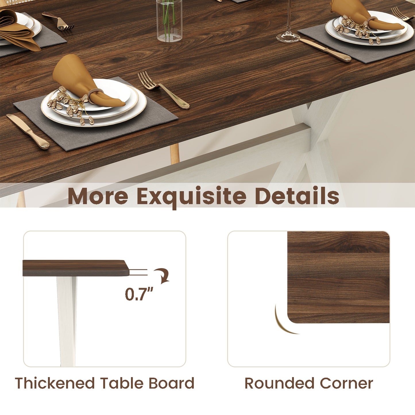 Modern Dining Table, Wooden Kitchen Table, X-Shaped Frame, White Dining Tables at Gallery Canada