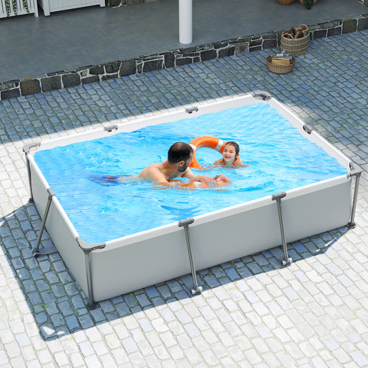 Metal Frame Outdoor Family Swimming Pool, 10 ft, Gray Swimming Pools Gray at Gallery Canada