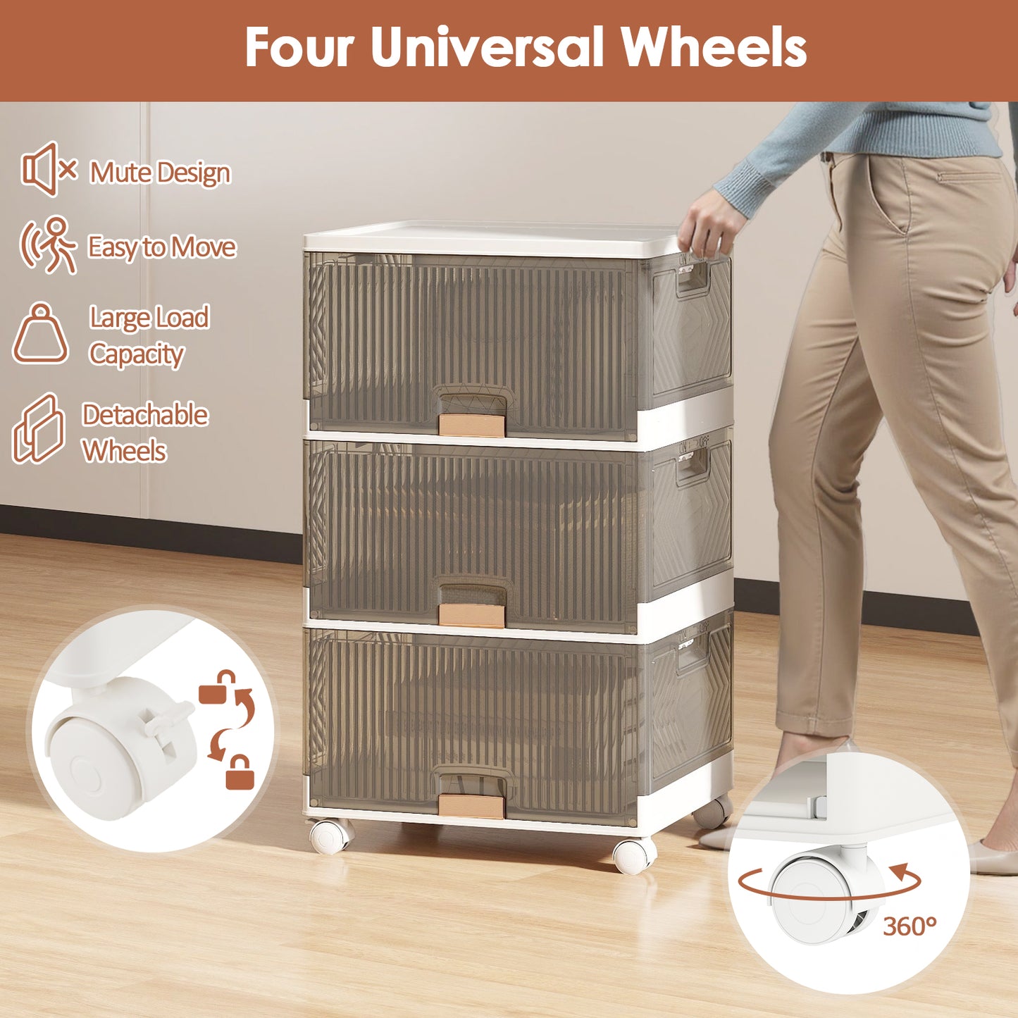 3/4/5/6-Cube Stackable Storage Bins with Detachable Wheels-3 Cube, White Shoe Racks & Storage Benches at Gallery Canada