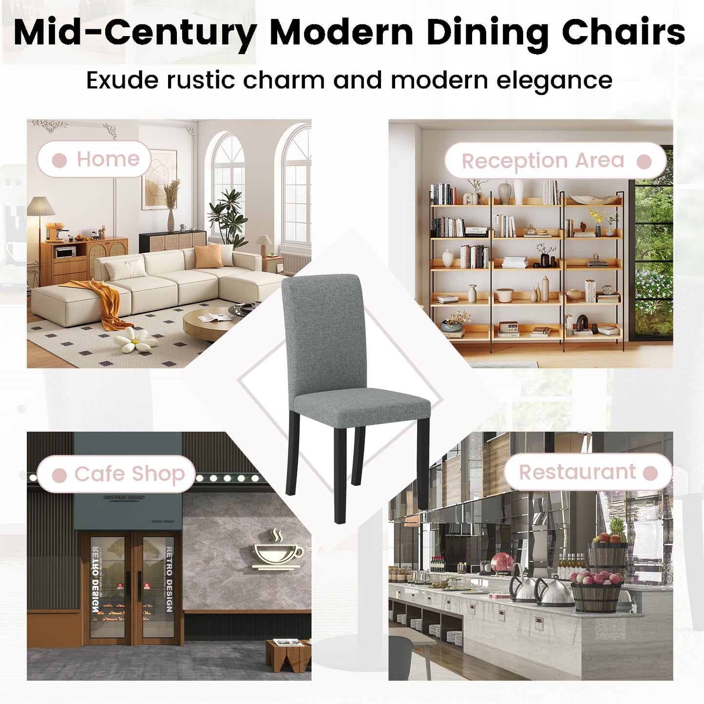 Dining Chair Set, 2 Mid-Century Modern Chairs, Gray Dining Chairs at Gallery Canada