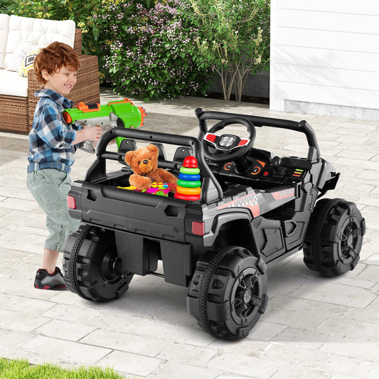 12V Battery Powered Electric Vehicle, Remote Control, 3 Speeds, Black Powered Ride On Toys Black at Gallery Canada