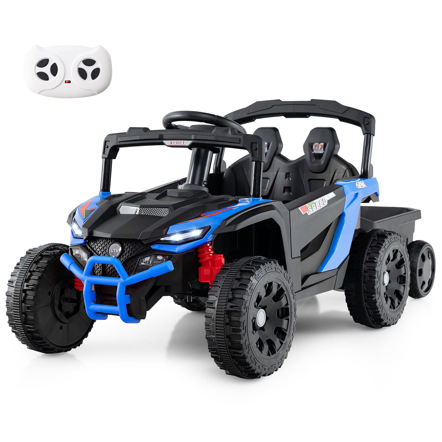 12V Battery Powered Ride On Tractor with Parent Remote Control-NY, Black & Blue