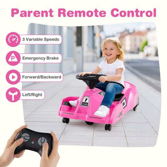 12V Electric Go Kart, Detachable Mop, Remote Control, Pink