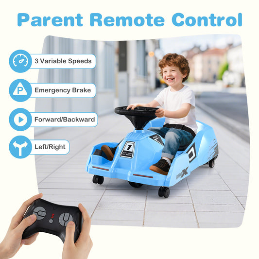 12V Electric Go Kart, Detachable Mop, Remote Control, Blue