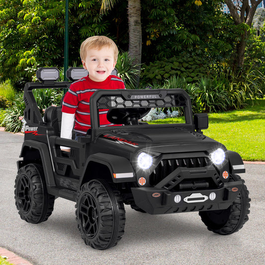 12V Electric Kids Ride On Truck, Remote Control, Music, Black Powered Ride On Toys Black at Gallery Canada