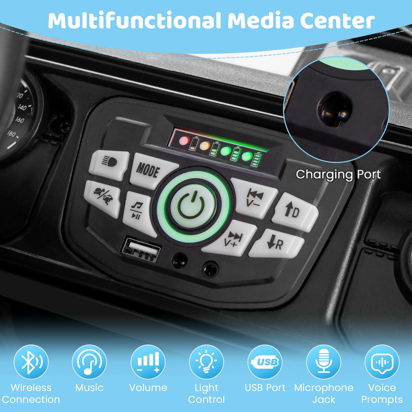 12V Electric Kids Ride on Truck with Remote Control and Music, Black Powered Ride On Toys at Gallery Canada