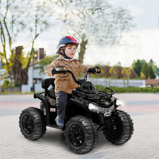 12V Kids Ride On ATV 4 Wheeler, Black Powered Ride On Toys Black at Gallery Canada