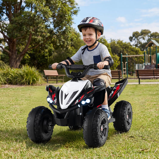 12V Kids Ride On ATV 4-Wheeler Quad, LED Lights, 7 mph, Black Powered Ride On Toys Black at Gallery Canada