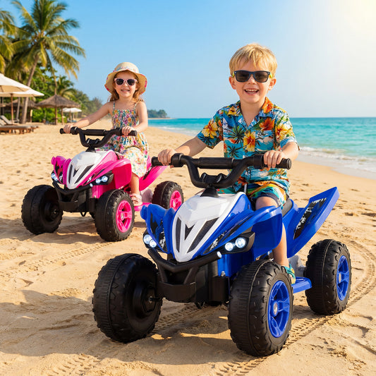 12V Kids Ride On ATV Quad, LED Lights, 7 Mph, Navy Powered Ride On Toys Navy at Gallery Canada