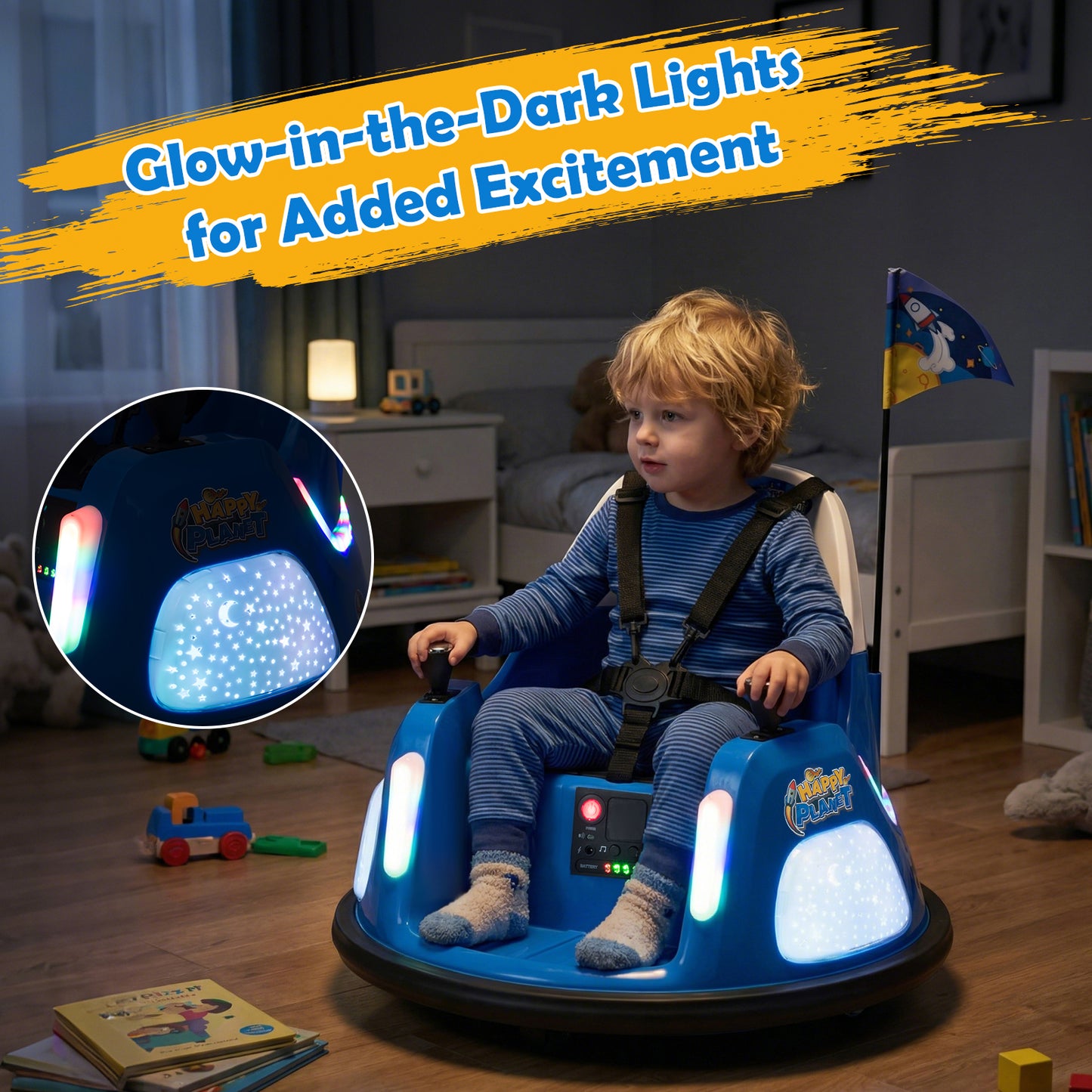 12V Kids Ride On Bumper Car with Remote Control and Flashing Lights, Blue Powered Ride On Toys at Gallery Canada