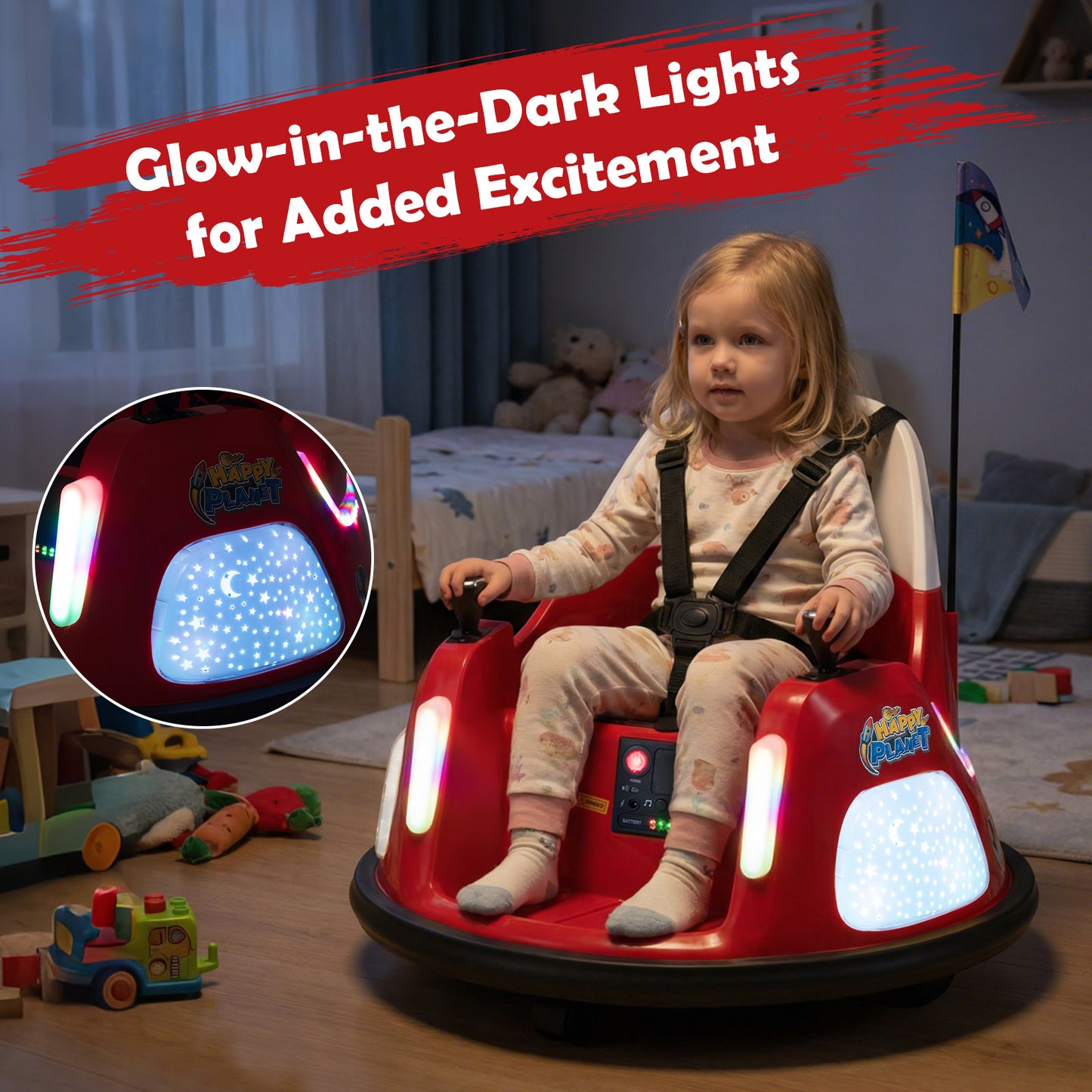 12V Kids Ride On Bumper Car with Remote Control and Flashing Lights, Red Powered Ride On Toys at Gallery Canada