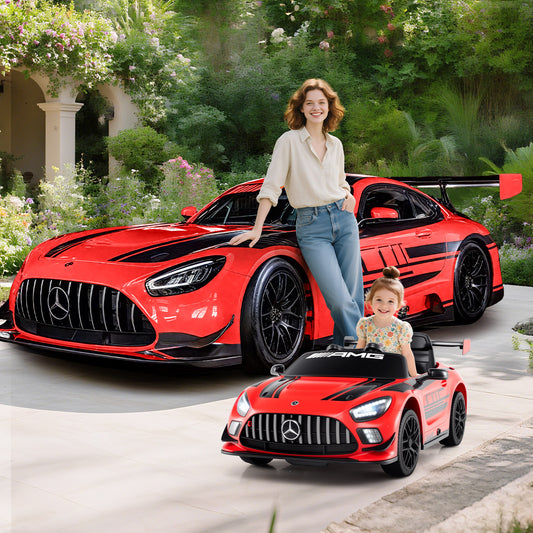 12V Kids Ride-On Car Mercedes-AMG GT3 Licensed with Adjustable Speed, Red Powered Ride On Toys Red at Gallery Canada