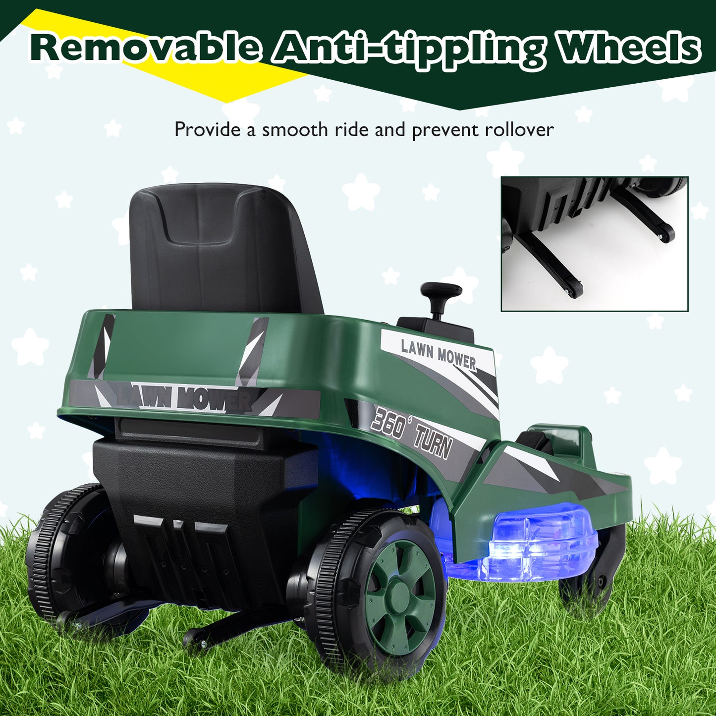 12V Ride on Lawn Mower, Dual Control Sticks, Green Powered Ride On Toys at Gallery Canada