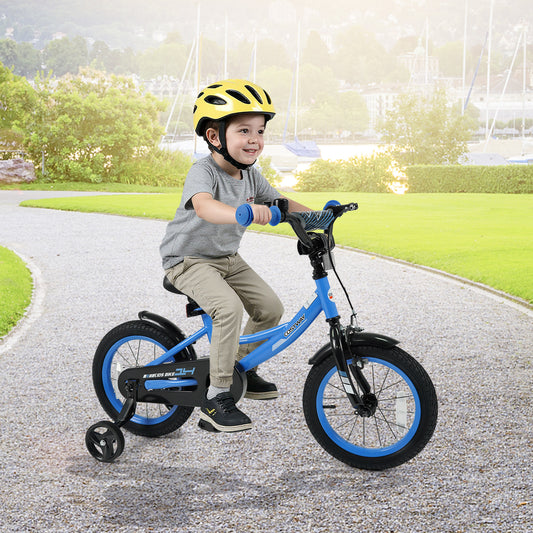Kids Bike, 14 Inches, Removable Training Wheels, Adjustable Seat, Navy Kids Bike Navy at Gallery Canada