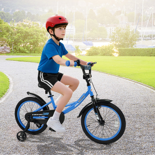 Kids Bike, 18 Inches, Removable Training Wheels, Adjustable Seat, Navy Kids Bike Navy at Gallery Canada