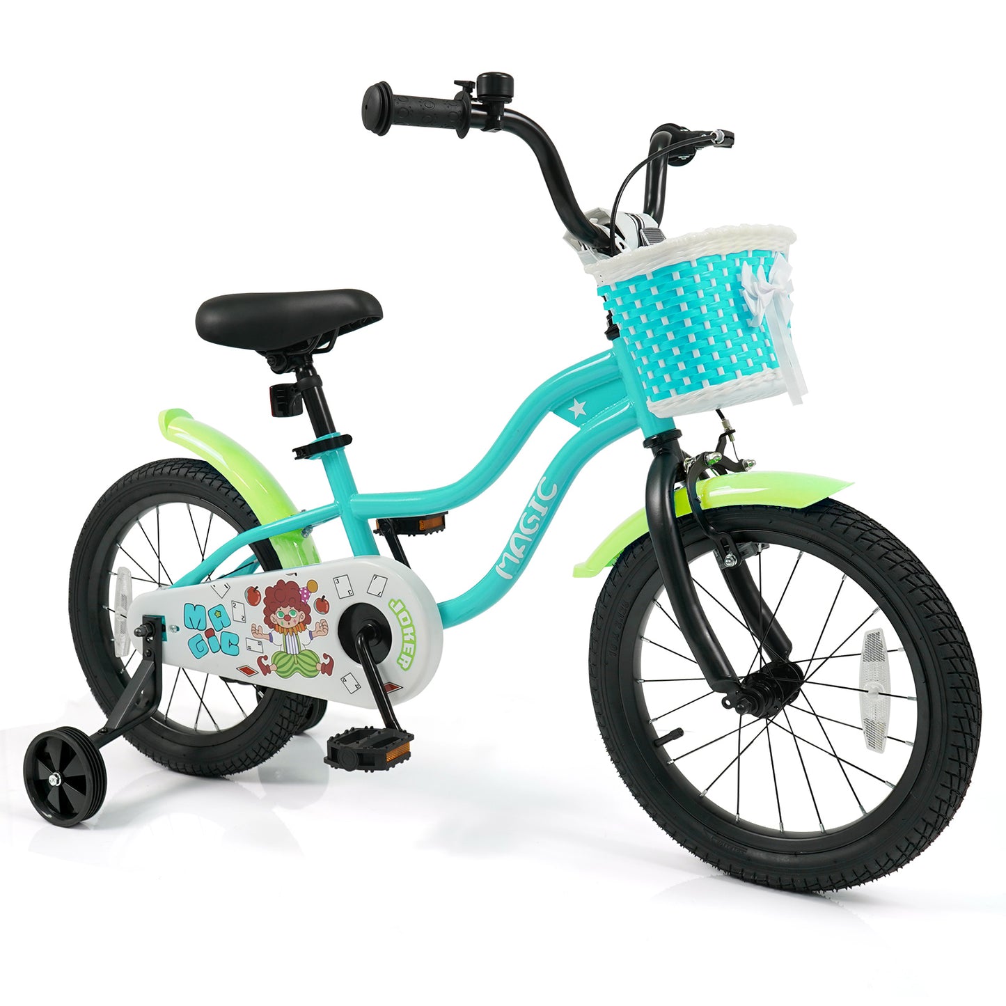 12/14/16 Inch Kids Bike with Training Wheels and Basket Green Color-16 Kids Bike Options at Gallery Canada