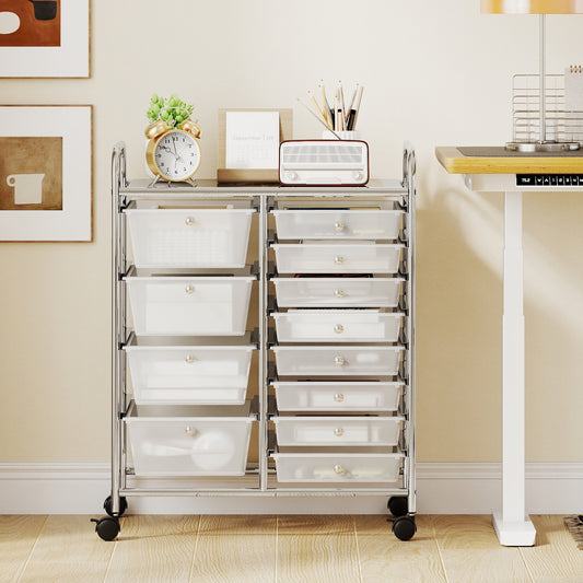 12-Drawer Utility Rolling Cart with Drawers Multi-Use Storage, Transparent