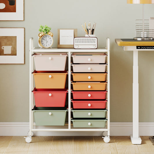 12-Drawer Utility Rolling Cart with Drawers Multi-Use Storage, Macaron File Cabinets Macaron at Gallery Canada