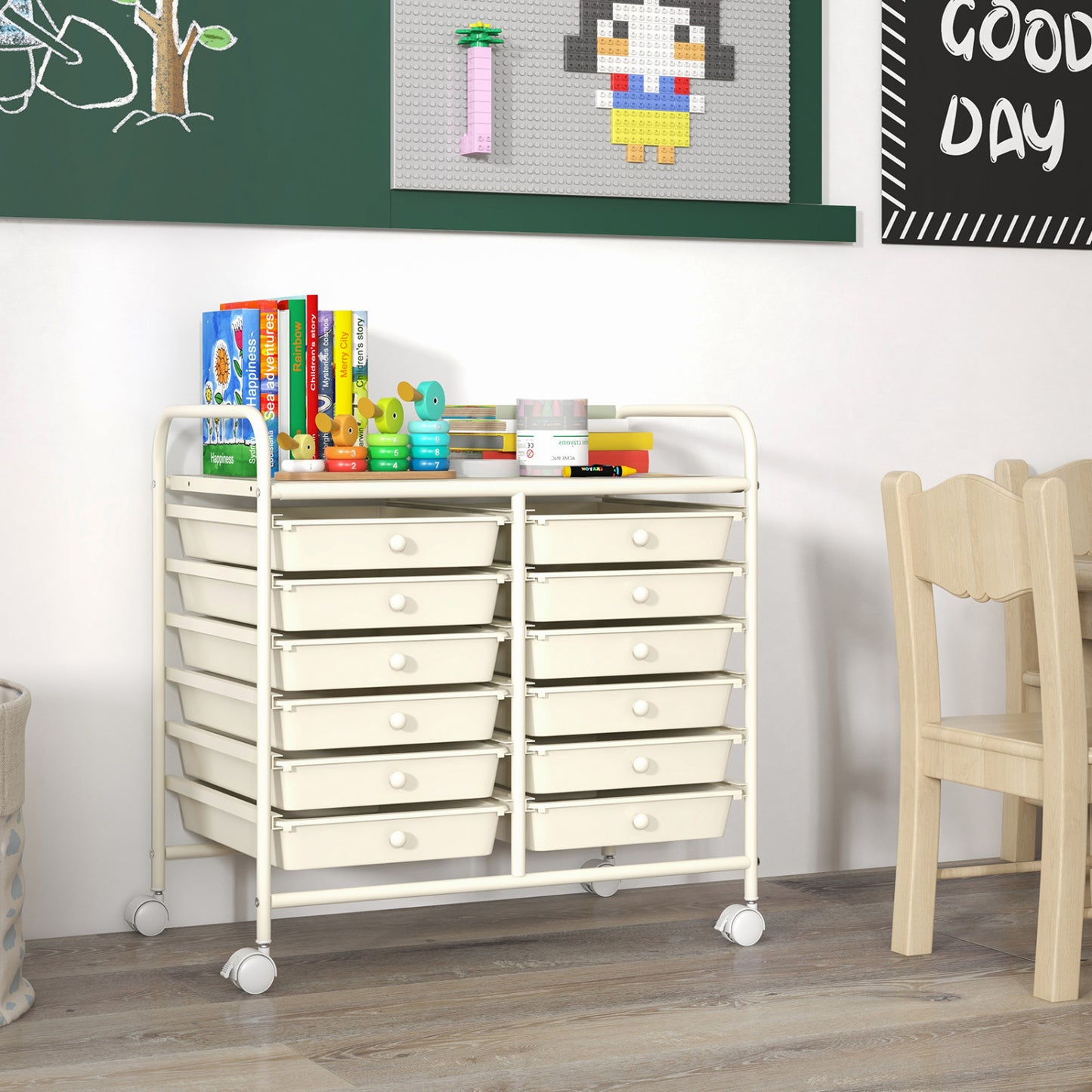 12 Drawers Rolling Storage Cart, White File Cabinets at Gallery Canada