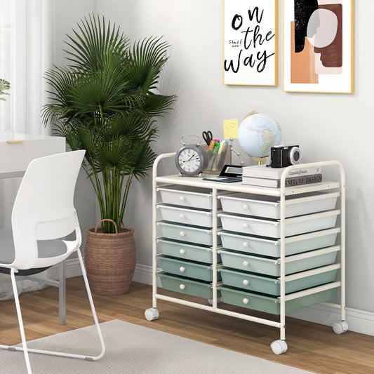 12 Drawers Rolling Storage Cart, Green Gradient File Cabinets Green Gradient at Gallery Canada