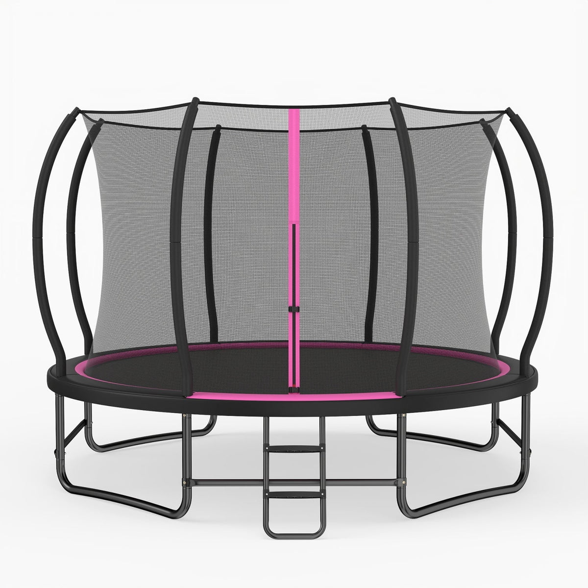12 Ft Recreational Trampoline, Enclosure Net, 4 Stabilizer Bars, Pink