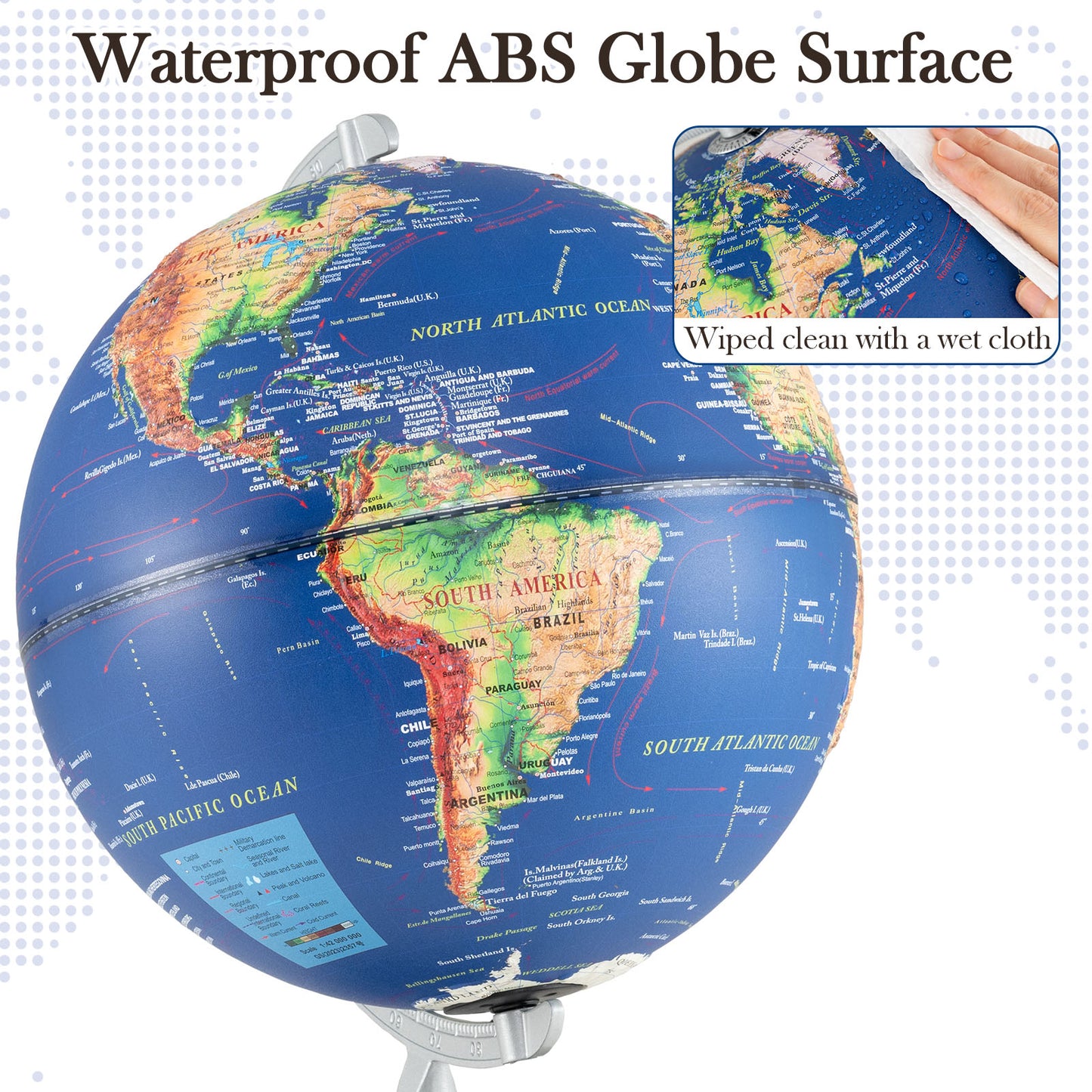 12 Inch Illuminated World Globe Antique Light up Globe Night Lamp, Navy Learning Toys at Gallery Canada