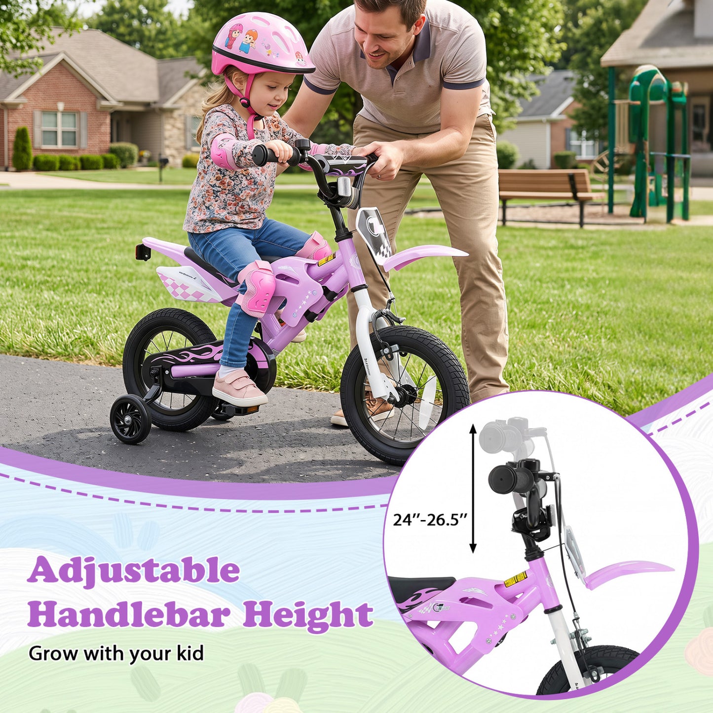 12 Inch Kids Bike, Ages 3-4 Years, Purple