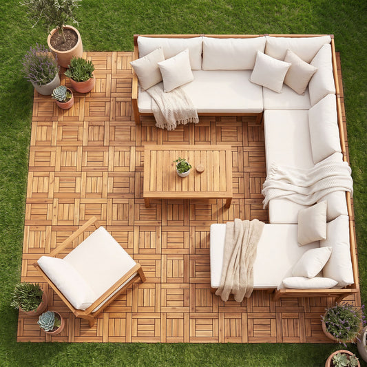 12" x 12" Indoor Outdoor Floor Tiles for Patio Balcony Backyard Porch Poolside, Natural Decorative Fencing & Flooring Natural at Gallery Canada