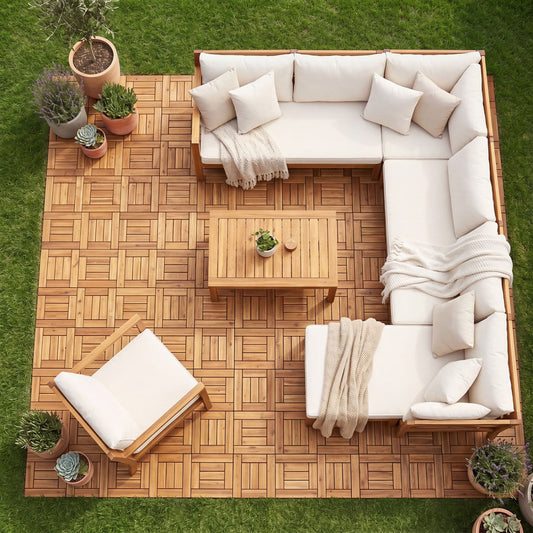 12" x 12" Indoor Outdoor Floor Tiles for Patio Balcony Backyard Porch Poolside, Natural Decorative Fencing & Flooring Natural at Gallery Canada